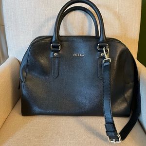 Furla Leather Satchel Handbag with Buckle Strap